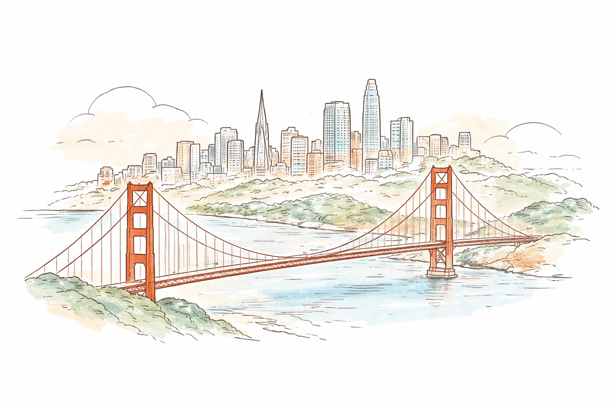 Golden Gate Bridge with San Francisco skyline